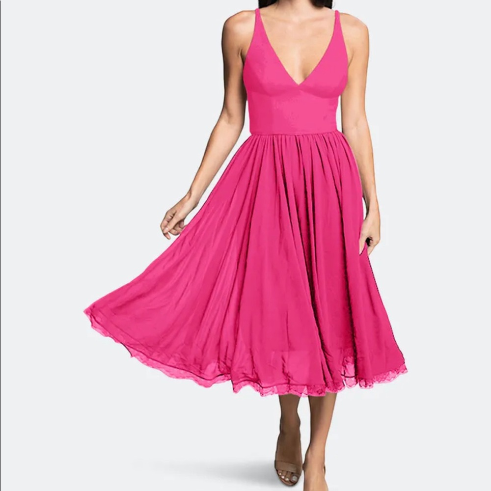 NWOT Dress the Population Alicia Dress in Bright Fuchsia, size XS